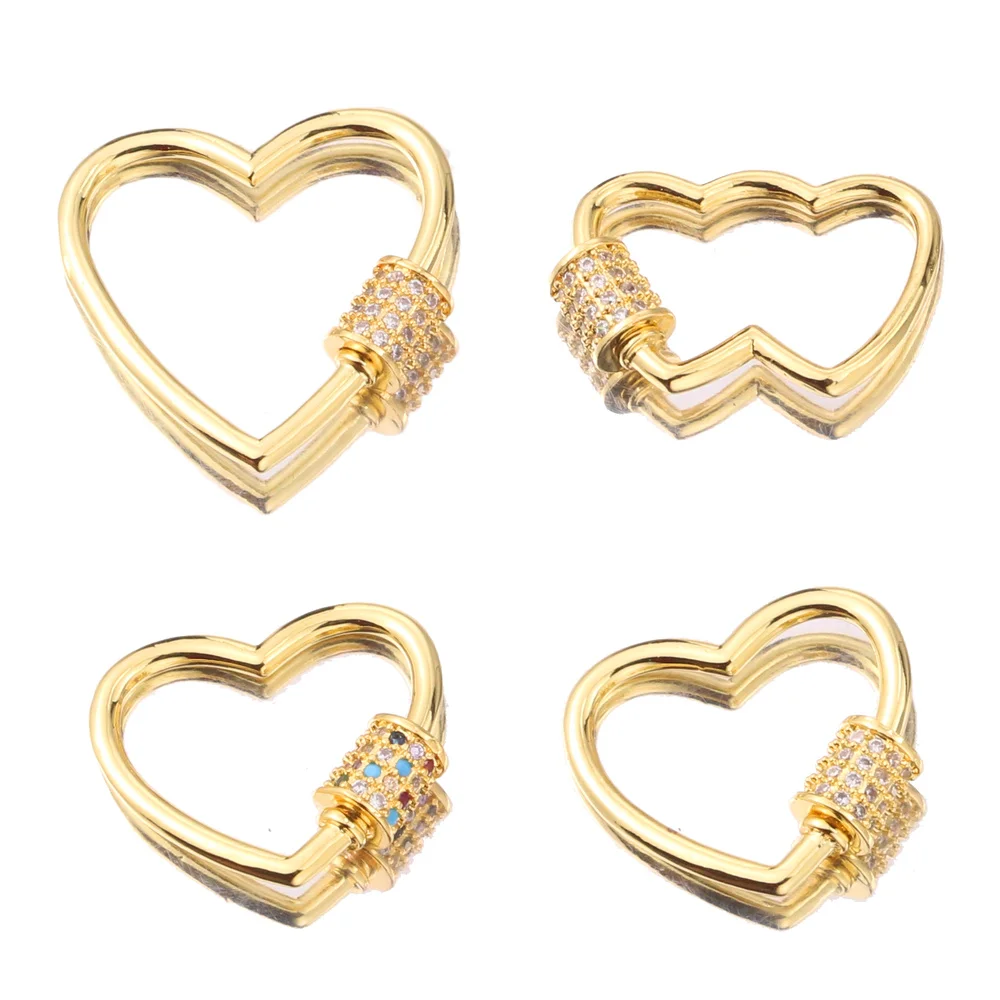 

DIY Necklace Making Accessories Gold Spiral Clasp Distorted Love Shape Zircon Base Connectors Linker Jewelry Making Supplies