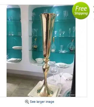 

10 elegant Tall sliver New Arrival ! Gold Metal Vase, Gold Flower Vase, Royal Gold Trumpet Vase For Decoration