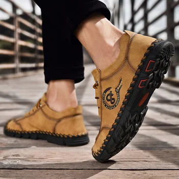 

2020 Classic Men Casual Shoes Men Loafers Split Leather Shoes Men Flats Handmade Lace-up Hot Sale Moccasins Shoes Big Size