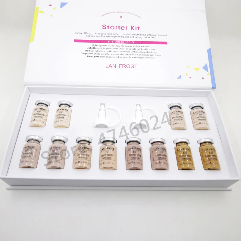 12pc Foundation Bb крем машина 7 цветов Led bb крем светящаяся ручка для Mesowhite стартовый набор с нано иглой эффективная осветляющая Антивозрастная сыворотка - Цвет: 12pc Foundation