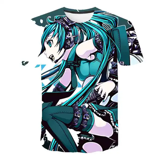 3D Japan Anime T shirts Print Music Girl Miku Boys T-shirts Fashion Girl Tees Harajuku Kid Funny Shirts Newest Kids Guitar Tshir