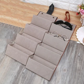 

4 Slots Foldable PU Leather Sunglasses Eyeglasses Eyewear Travel Organizer Case
