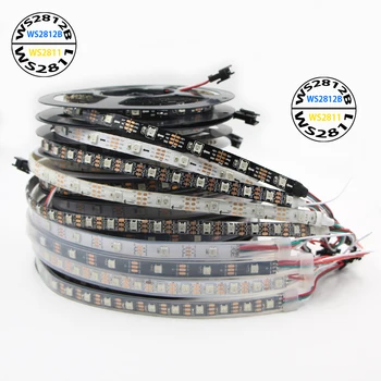 

WS2812B WS2811 LED Pixels Programmable Addressable Digital light strip 5050 RGB SMD White/Black PCB 30/60/144 leds/m DC5V 12V