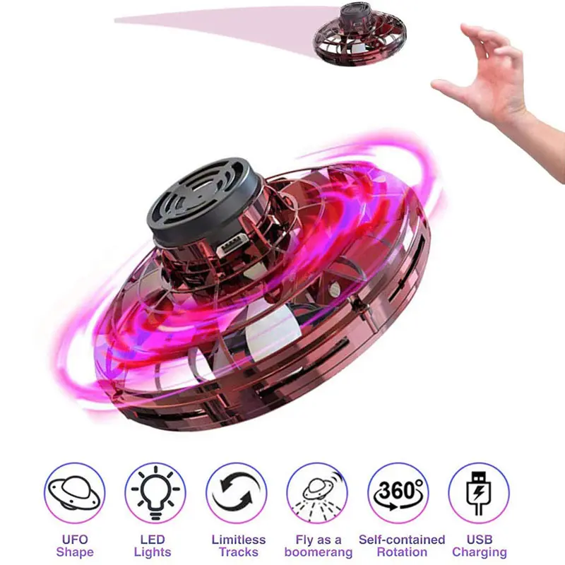 

Mini Drone UFO Flying spinner Helicopter Hand Operated Induction Fingertip Flight Gyro Drone Aircraft Toy Adult Kids Gift