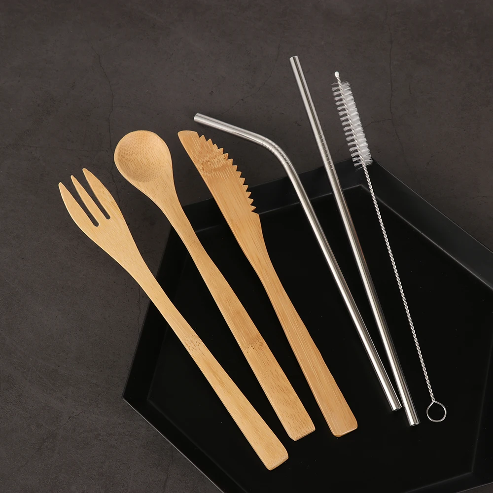 

Portable Japanese Wooden Dinnerware Set Bamboo Cutlery Outdoor Camping Tableware Fork Spoon Chopsticks Kitchen Cooking Tools
