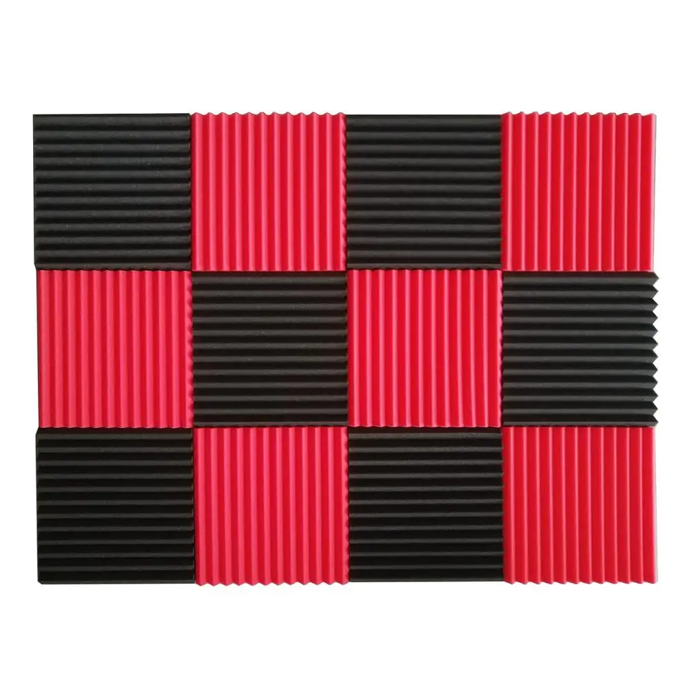 NEW 24 pcs Soundproofing Foam Studio Acoustic Panels Studio Foam Wedges 1 X 12 X 12 inch Soundproof Absorption Treatment Panel - Цвет: 12PCS Red