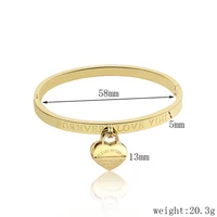 Hot Classic Stainless Steel Gold Colour Bracelets & Bangles Wholesale Jewelry Fine Double Peach Heart Love Bracelets Female 2