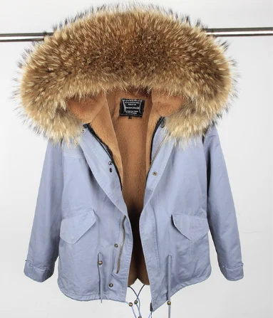 Мужская короткая зимняя куртка, пальто с капюшоном из натурального меха енота, парка из натурального меха, подкладка из искусственного меха, теплые куртки, мужская повседневная шуба из натурального меха - Цвет: 3