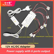 Adaptateur AC/DC 12V et dispositif de partage de 6 ports, 1500mA, 18 W, alimentation pour disposition ferroviaire et de train,