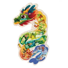 Nouveau Puzzle Coloré 100 Dragon Termes Solaires Alien Forme Jigsaw Tradition Chinoise Festival Lumières Tendance Nationale Cadeau Enfants