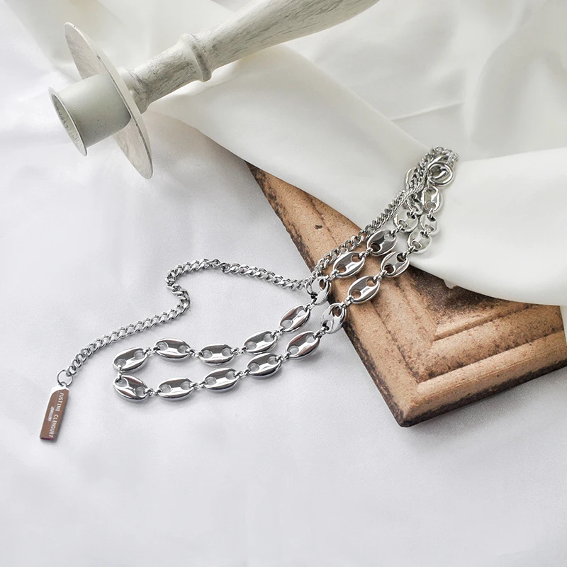 Timeless Wonder Chic Pig Nose Linked Wrap Choker Necklace Women Jewelry Punk Gothic Top Ins Statement Pendant Silver Boho 2527