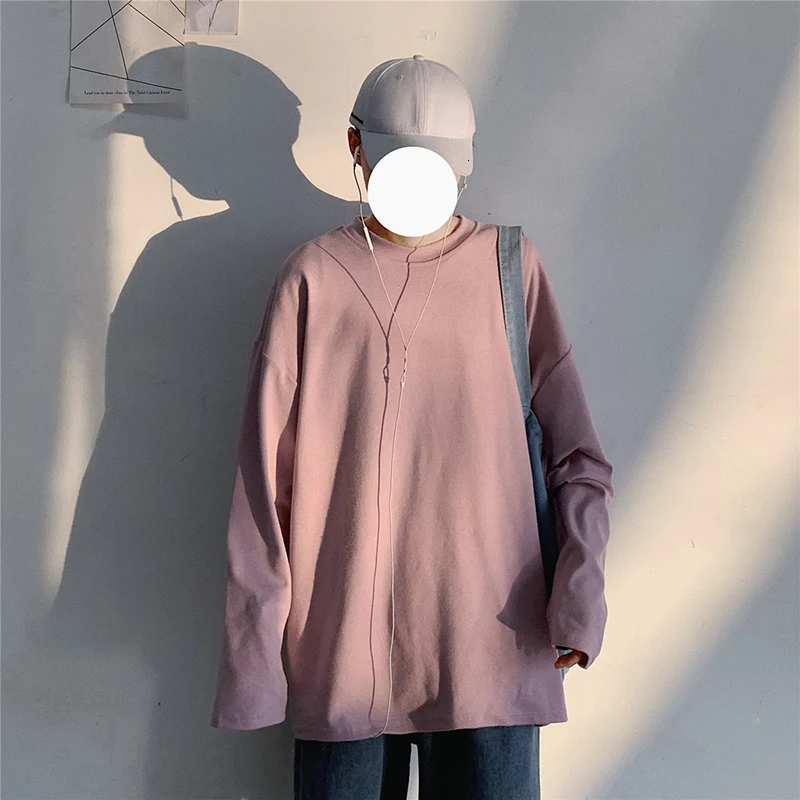 

Men's long-sleeved T-shirt 2019 autumn and winter new loose couple wild color long-sleeved T-shirt youth fashion men's clothing