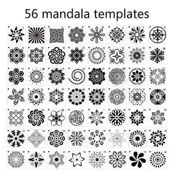 

56 Pack Mandala Dot Painting Templates Stencils, Small Mandala Template Stencils 090F
