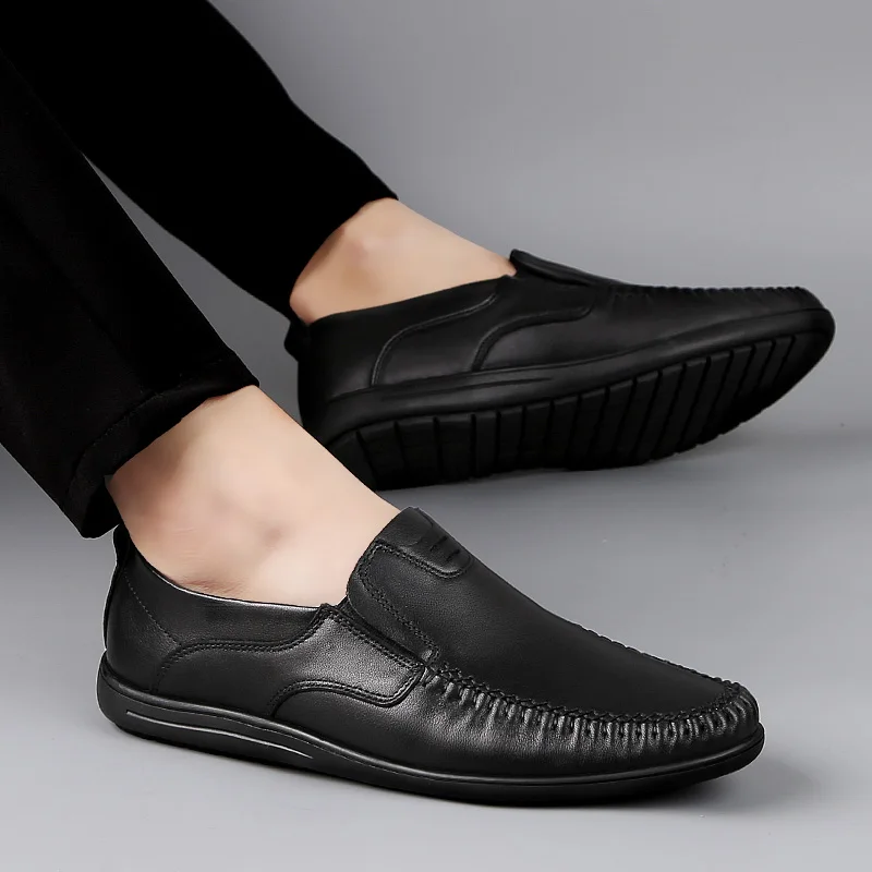 Мокасины мужские из натуральной кожи роскошные брендовые лоферы без застежки