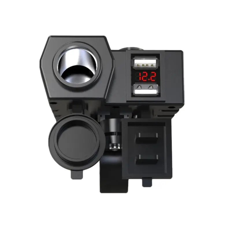 

For Phones/tablets/GPS,5V/2.1A Dual USB Charger Socket Waterproof Motorcycle Handlebar Clamp Power Adapter Cigarette Lighter New