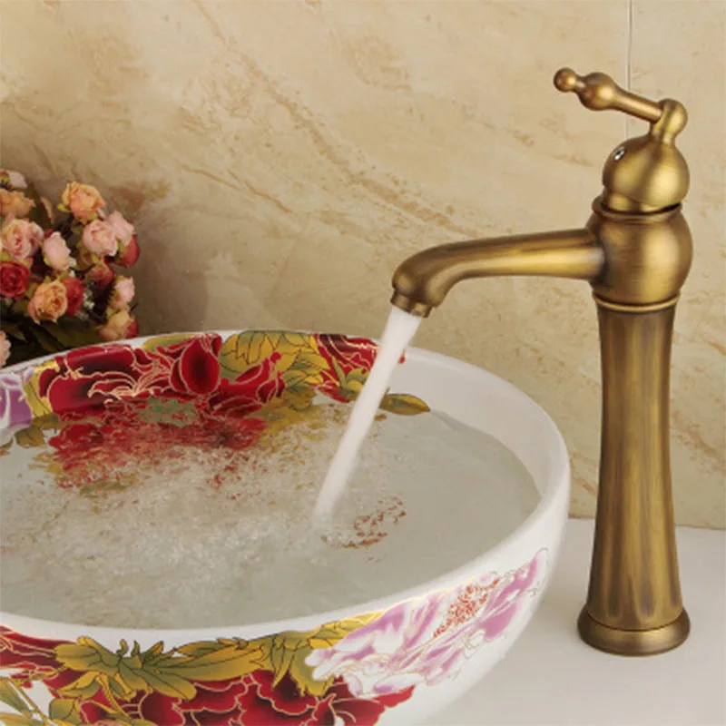 Black bronze waterfall faucet, bathroom sink full copper faucet, high basin above counter basin faucet