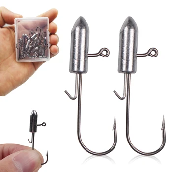 

20pcs/box fishing hook jig lead head fishing hooks 0.8g 2g single hook Barbed for soft lure Jigging Worm Shad Hook Tackle