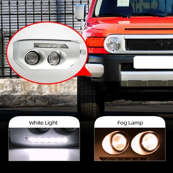 

2Pcs Car LED DRL Daytime running light for Toyota Fj Cruiser 2007 2008 2009 2010 2011 2012 2013 2014 fog lamp frame Fog light