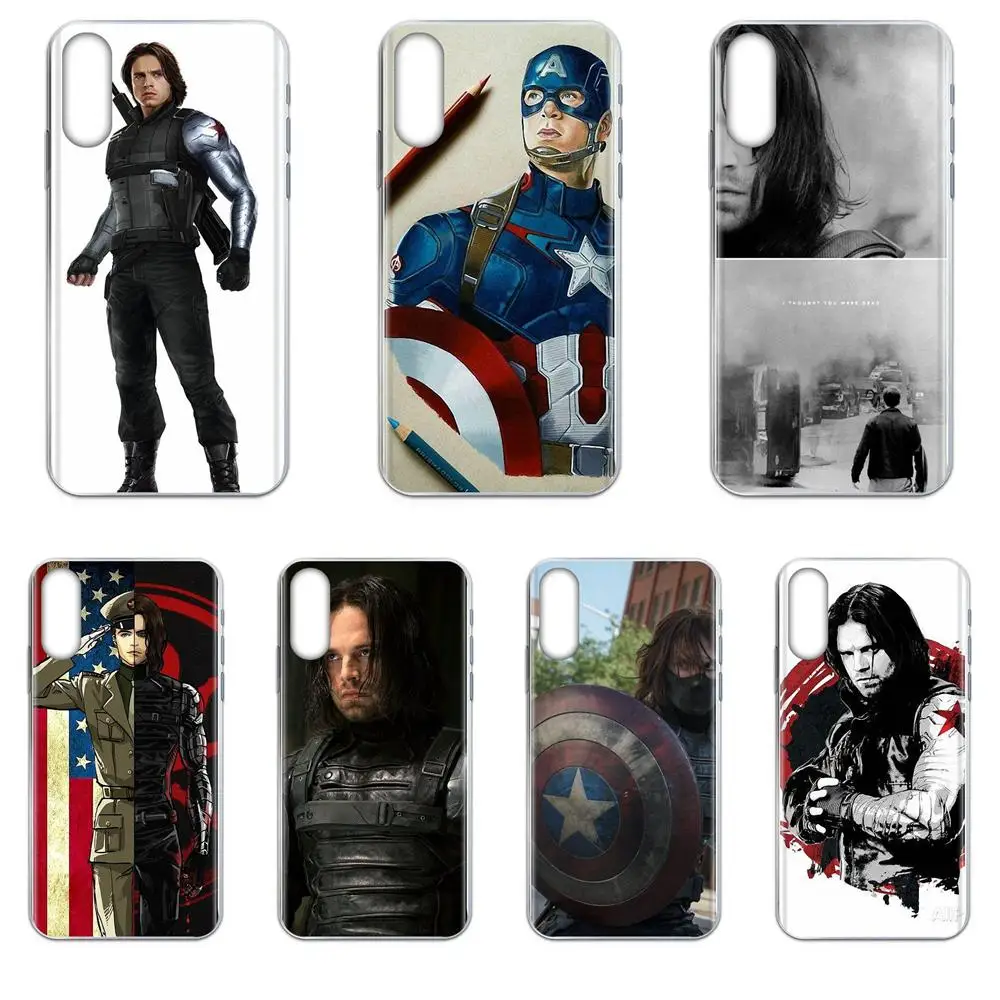 Soft TPU Cover For Apple iPhone 11 Pro 4 4S 5 5S SE 5C 6 6S 7 8 X XR XS Plus Max Captain America Civil War Winter Soldier Bucky | Мобильные