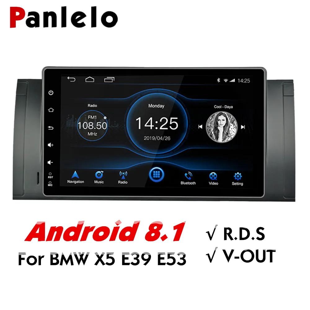 Panlelo 2 Din Quad Cor Автомобильный GPS навигатор Android 8 1 для BMW X5 E53 9 дюймов IPS экран