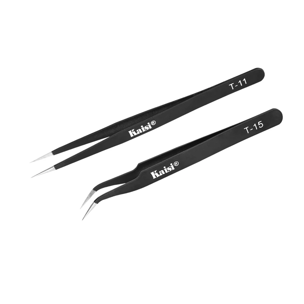 정전기 방지 정밀 핀셋 세트, ESD 스테인레스 스틸 스트레이트 핀셋, 곡선 핀셋, 휴대폰 노트북 수리 도구, 10 개