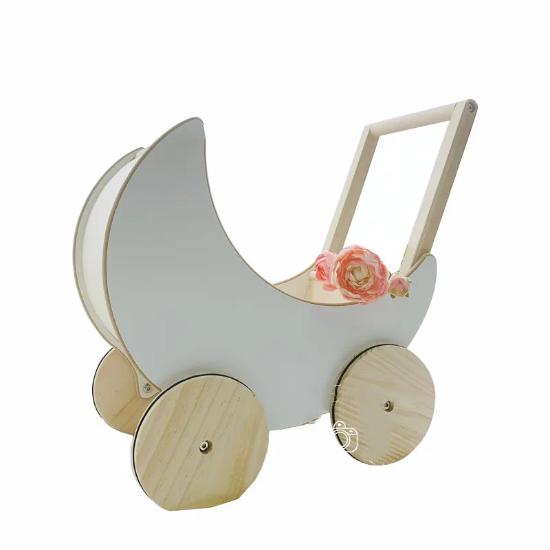 Детский реквизит для фотосъемки куклы Детская коляска деревянная игрушка автомобиль Луна коляска студия новорожденный реквизит для фотосъемки - Цвет: 1