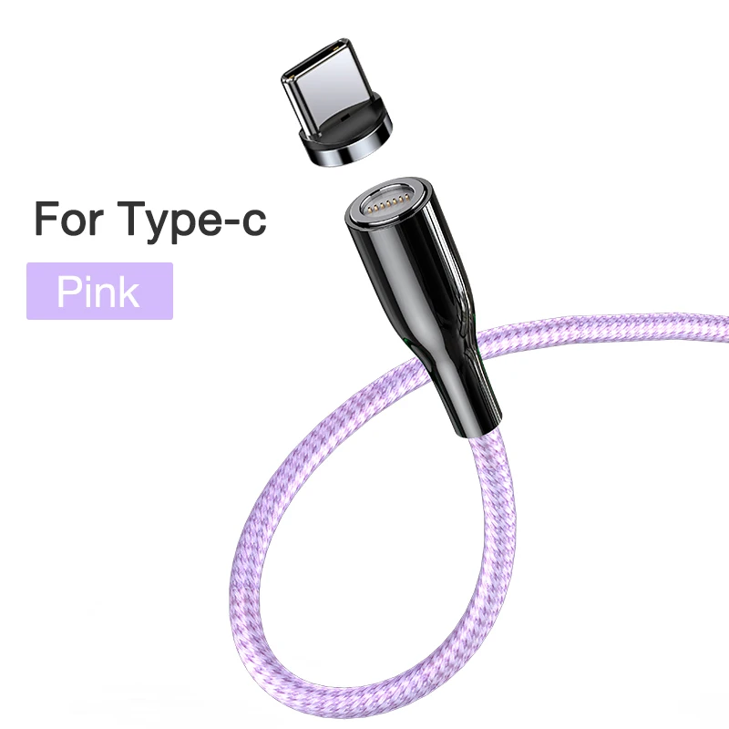 Cafele новейший Магнитный USB кабель для iphone Micro type C Плетеный USB кабель QC3.0 зарядное устройство для iphone samsung Xiaomi huawei 200 см - Цвет: Pink for type C
