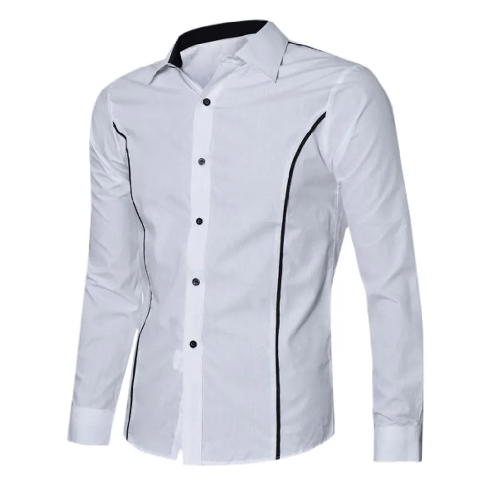 Рубашка Chemise Homme, с длинным рукавом, на пуговицах, лето, осень, мужская повседневная одежда, облегающая, на каждый день, для мужчин, s, модные футболки, однотонный, хлопок, для пляжа C - Цвет: F