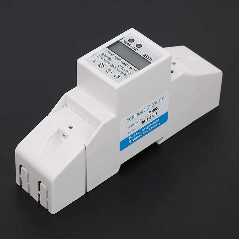 DDM35SC 10(40) a 220V Energy Meter, Durable Single Phase 2P LCD Din Rail KWH Watt Hour Energy Meter for Home Industrial