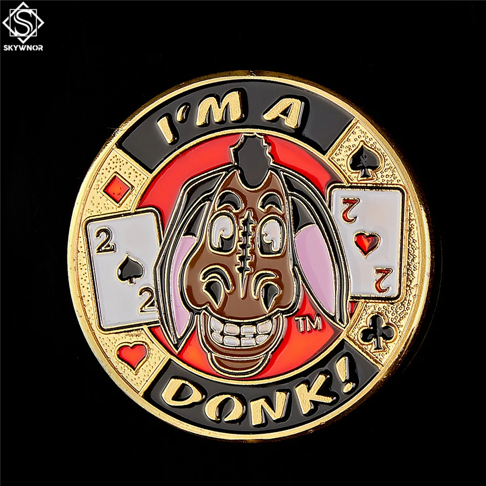 Poker Chip Guard Token Coin развлекательная "I'm A Donk" сувенирная коллекция золотых монет с держателем для PCCB