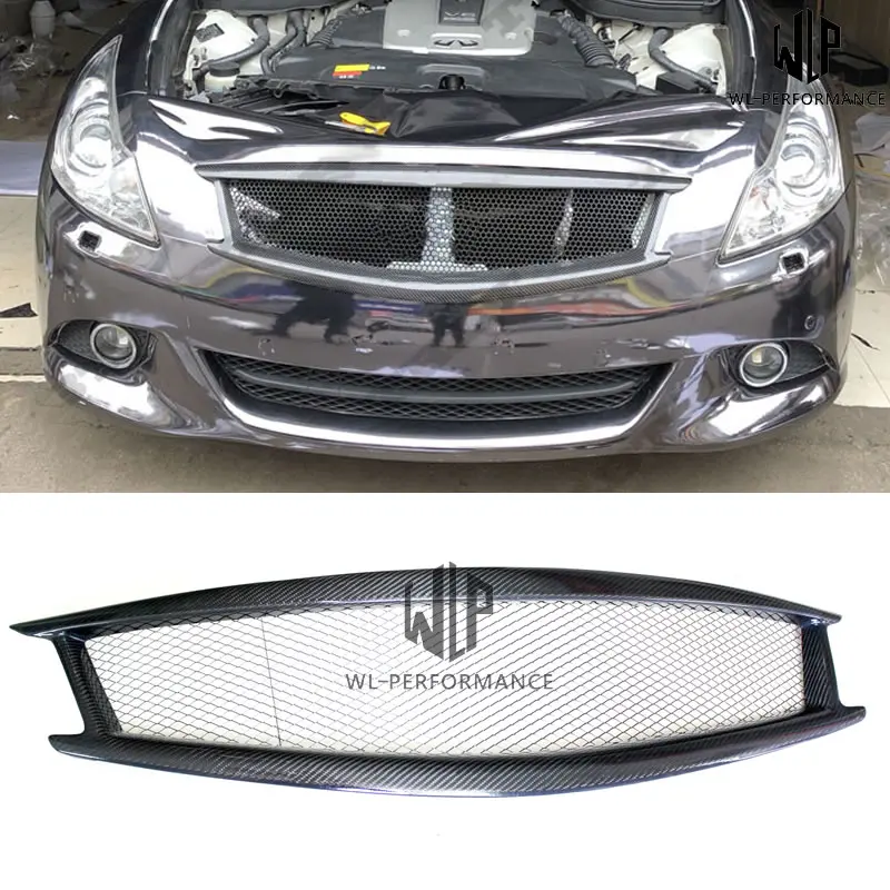 

G25 G37 High quality Carbon fiber Front bumper grill grille Car body kit grille For Infiniti G25 G37 Car styling 09-13