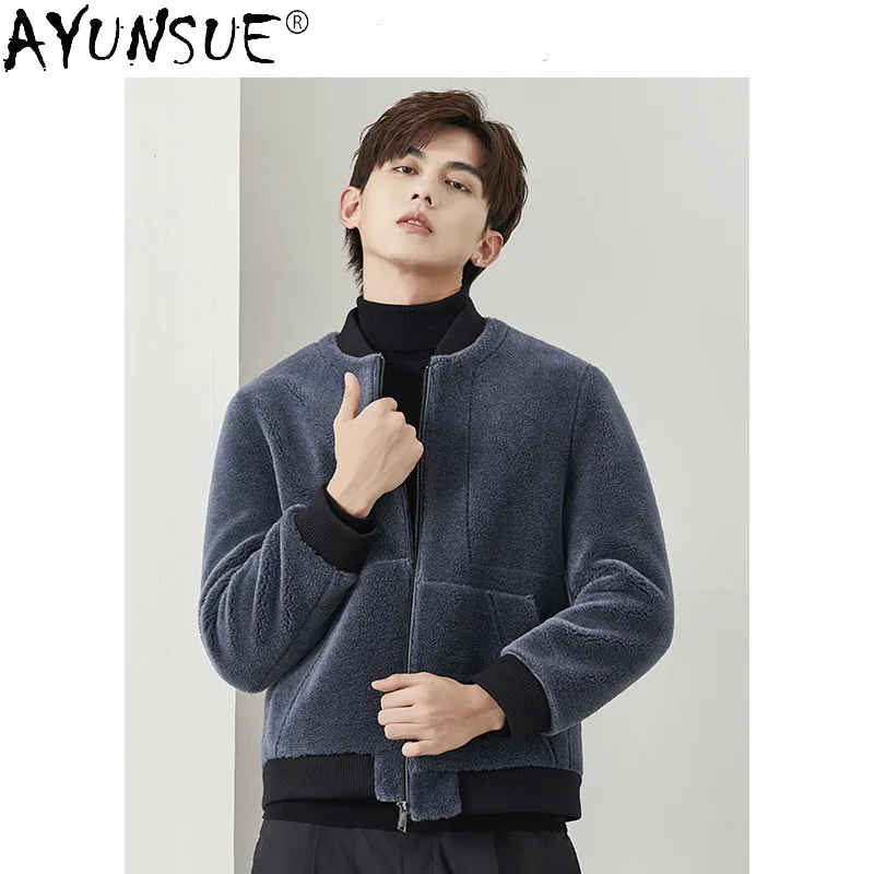 

AYUNSUE New Winter Jacket Men Clothing 2020 Korean Style Warm Baseball Casual Real Wool Fur Coat Male Chaquetas Hombre LXR871