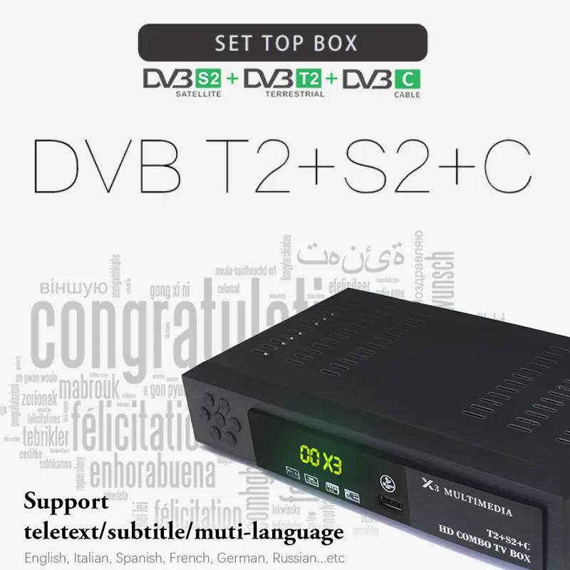 Full HD 1080P Digital Terrestrial Satellite Receiver DVB-T2 DVB S2 DVB C Combo TV Tuner Support Dolby AC3 with USB WIFI cccam Full HD 1080P Digital Terrestrial Satellite Receiver DVB-T2 DVB S2 DVB C Combo TV Tuner Support Dolby AC3 with USB WIFI cccam