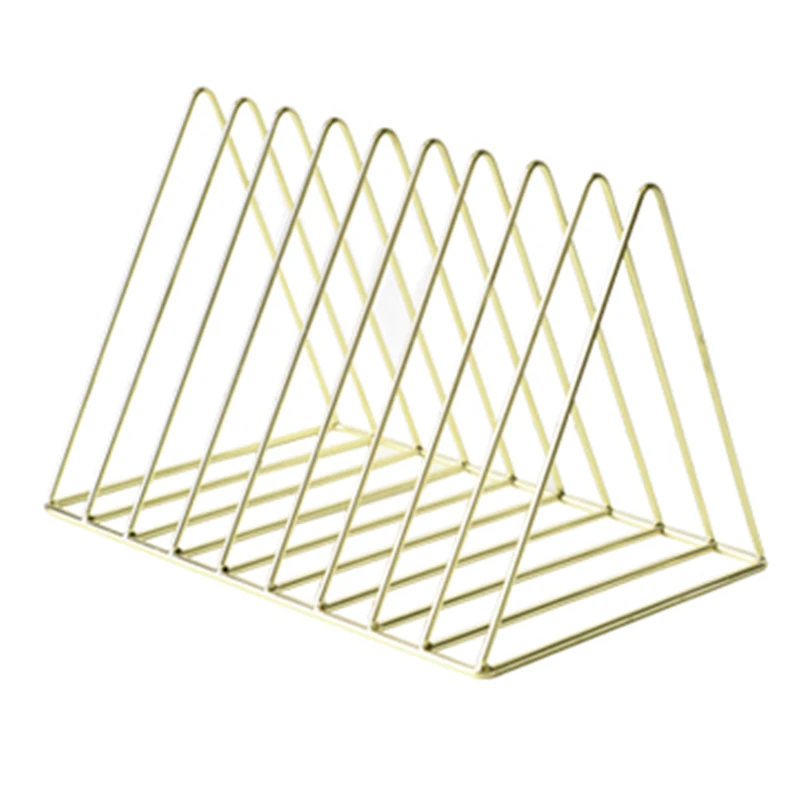 

Bookshelf iron Geometry Newspapers and Magazines Storage Rack Home Decor Shelf -gold