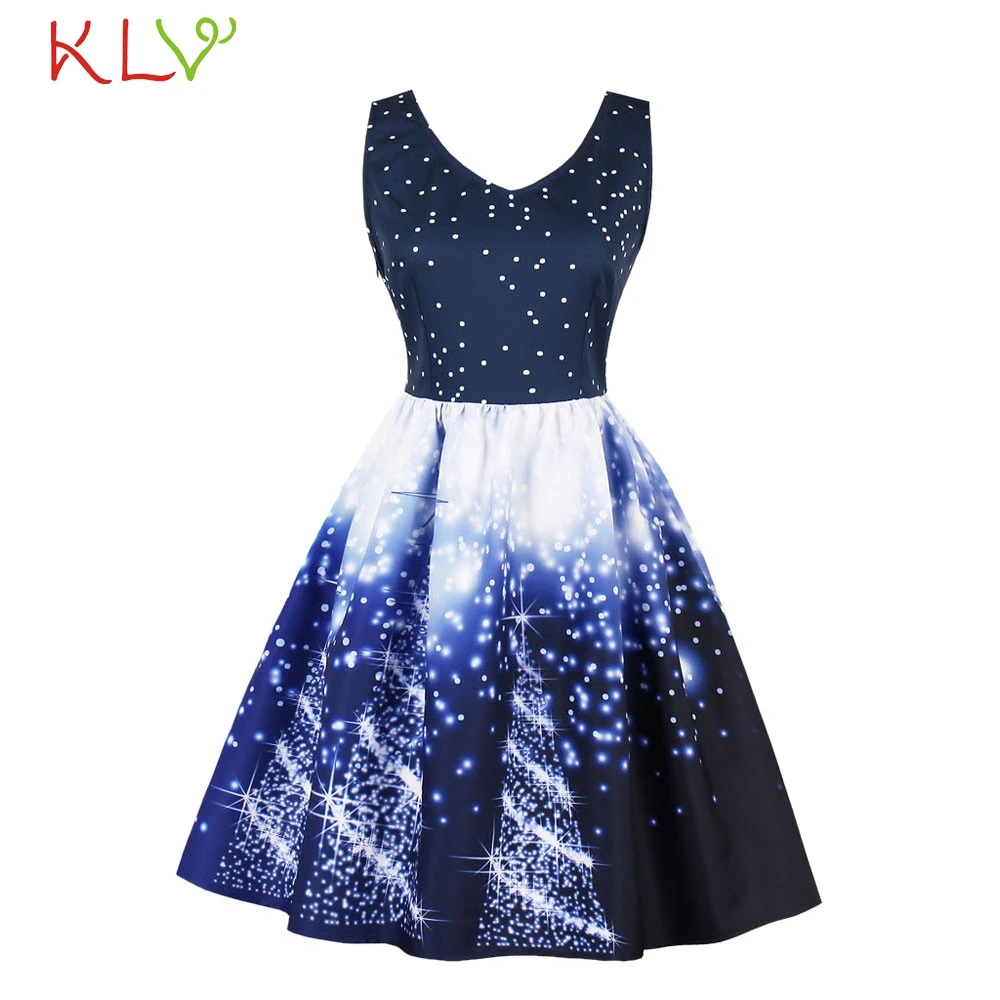 

Christmas Dress Winter Women Santa Print 50 60S Vintage Robe Swing Elegant Party Dress Long Sleeve Casual Plus Size Clothes 19Sp