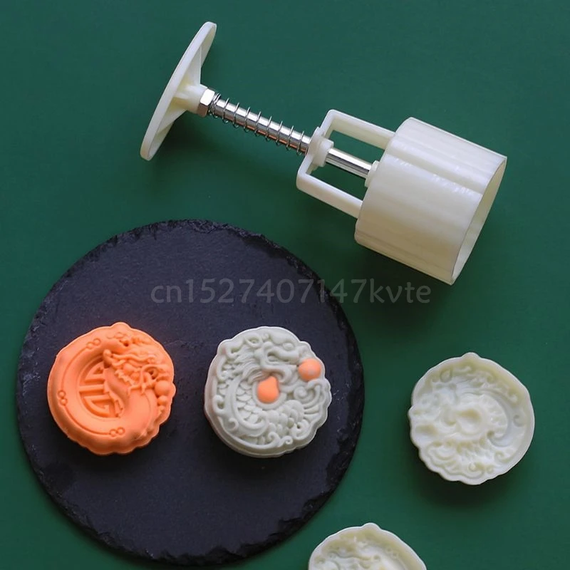 Yblings 8 Stück Handpresse Keksstempel Mondkuchen Dekor Form Barrel Mondkuchenform 75 g DIY
