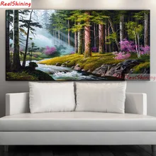Большой размер картина красивый лес Алмазная вышивка реки diy Алмазная картина мозаика 3d вышивка крестиком H2390