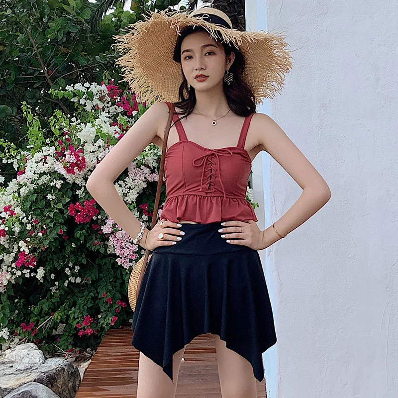 

Swimsuit Slimming High Waist Bikini Skirt Bathing Suit Two Piece Women Trendy Swim Wear Teens Tankini Swimwear For Lady Separate