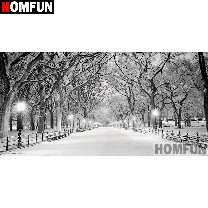 

HOMFUN Rhinestone Painting Crystal Decor Diy Diamond Painting "Snow scenery" 3D Cross Stitch Pattern Diamond Embroidery A27095