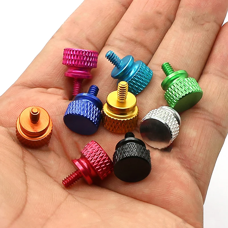 

10pcs/lot UNC 6#-32*6 DIY Color Aluminum Knurled Thumb Screws 3.5mm Coarse Teeth For Chassis And Computer Cabinets