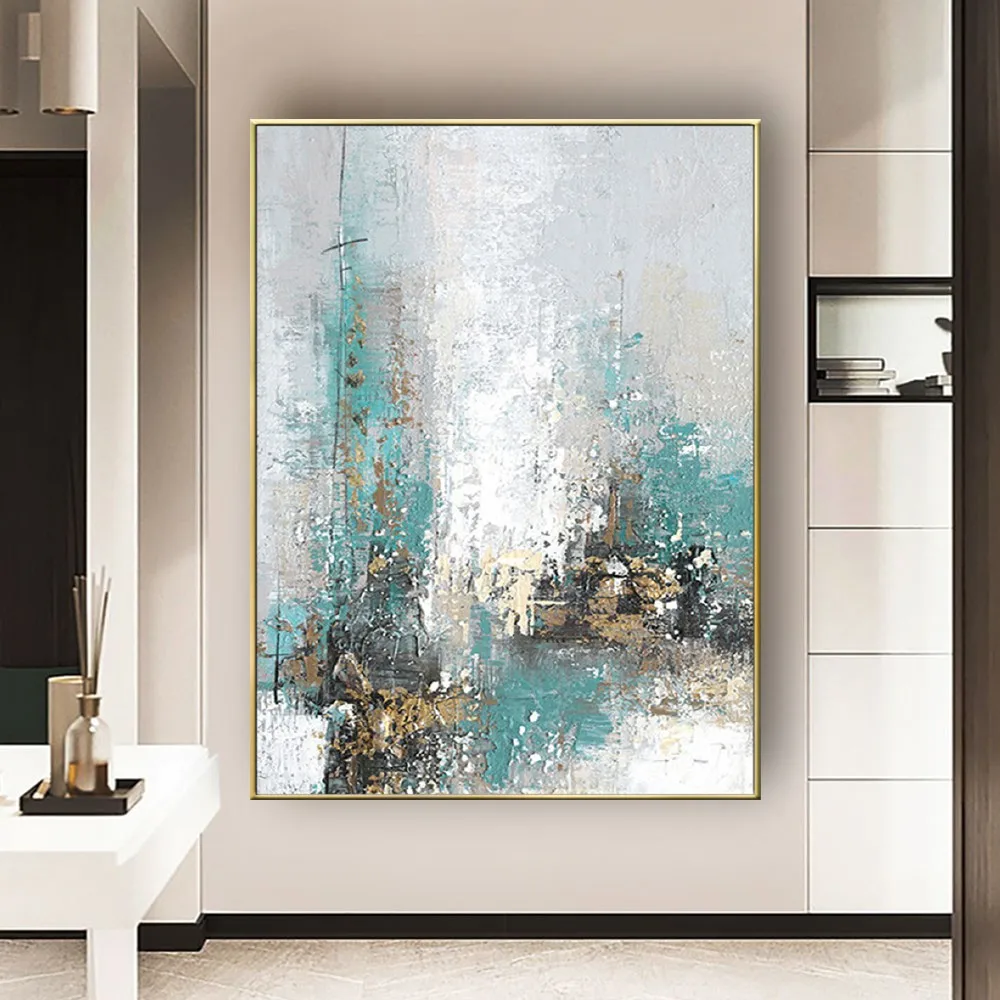 Handmade Oil Abstract Gold Leaf Art 6