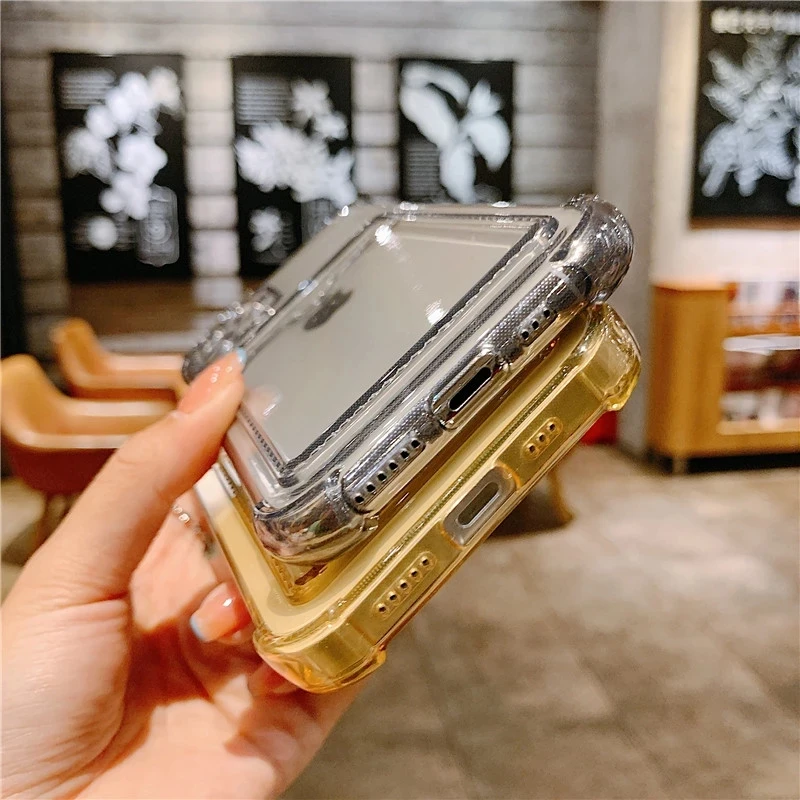 Simple Transparent Silicone Wallet Case for iPhone 12 11 Pro XS Max SE X XR 6 6s 7 8 Plus Shockproof Lens Protection Card Cover