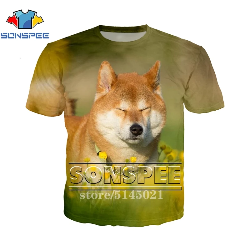SONSPEE 3D принт Для мужчин Для женщин забавные Собаки Уход за кожей лица shiba Inu Doge Повседневное с О-образным вырезом Harajuku футболка Летняя футболка Молодежные Топы T011