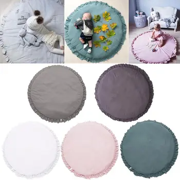 

100cm Lace Round Area Rug Carpets Kids Baby Play Game Crawling Mat Washable Living Room Bedroom Decor