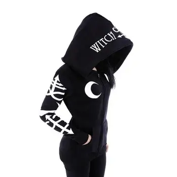 

Women's Fashion Punk Moon Letters Printed Long Sleeve Hoodie Pullover Sweaters