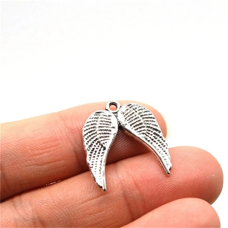 10 PCS Bulk Sale Antique Silver Color Angel Wings Charm Pendant Inspiration Charms Memorial Supply 21mmX19mm | Украшения и