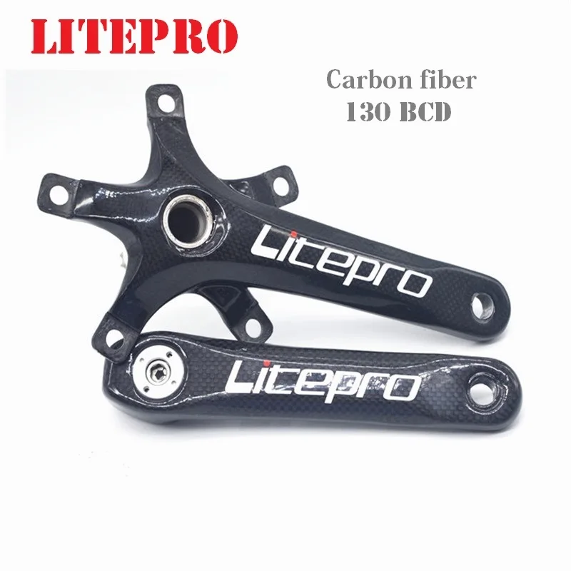 

LITEPRO Bicycle Carbon Fiber Crankset 412 Folding Bike Road Bicycle Crank 130 BCD Ultralight