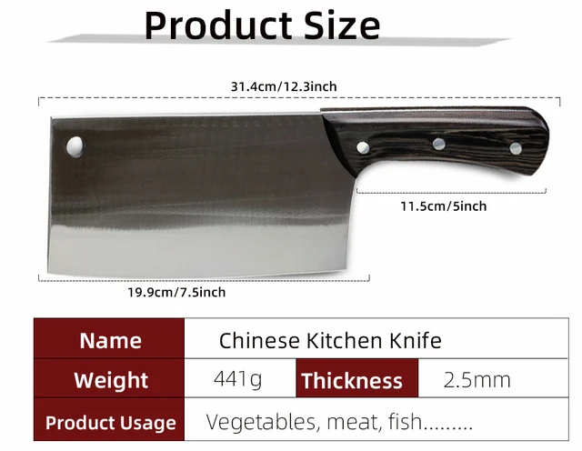 HEZHEN Chinese Chef Knife 6.8 Inch- Meat Cleaver, Chinese Cleaver  Knife,Vegtable Cleaver，Cut Meat knife,Premium Damascus Powder Steel-Natural  Rosewood