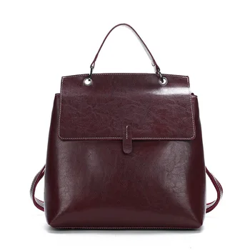

Vintage Real Leather Backpack Women Mochila Feminina Big Capacity Bagpack School Bags For Teenage Girls Bag For Female C1458