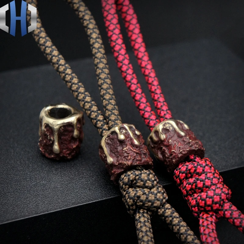 

Solid Volcanic Lava Handmade Beads EDC Umbrella Rope Knife Pendant DIY Key Pendant Knife Beads